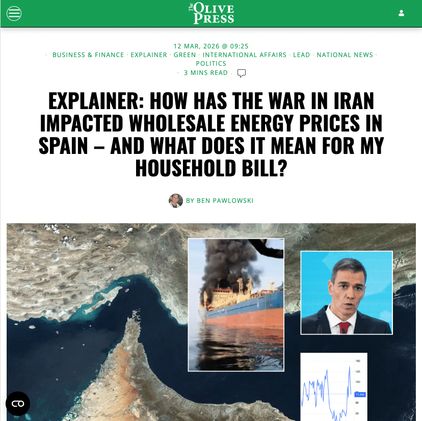 Composite image: Middle East map with an oil tanker on fire, a portrait photo of a man in a suit, and a small chart, illustrating potential energy-price impact from Iran tensions.